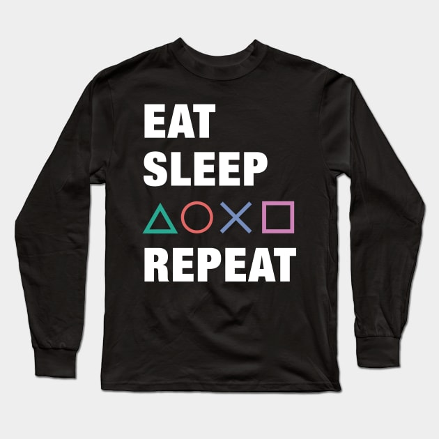 Eat, Sleep, Game, Repeat Funny Cute Gift Long Sleeve T-Shirt by koalastudio